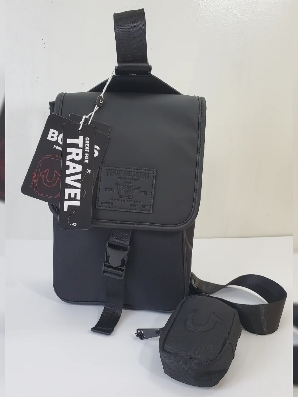 TRUE RELIGION CROSSBODY TR FLAG BAG MENS BLACK